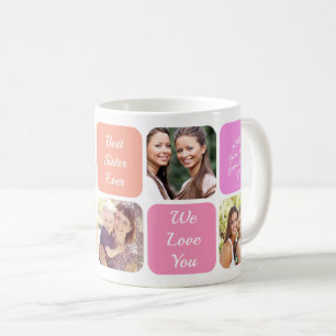 Best Sister Ever Personalized Photos Pink Orange Coffee Mug