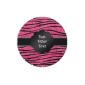 Best sister ever pink glitter zebra stripes jelly belly candy tin (Top)
