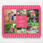 Best Sister Ever Pink Photo Collage Mouse Pad<br><div class="desc">Create your own Photo Collage Mouse Pad for the Best Sister Ever. Add your own photos, working clockwise from top left, using a selection of landscape and square pictures. In the center, the wording reads "Best Sister Ever" in a blend of elegant script and cute upper case lettering. The template...</div>