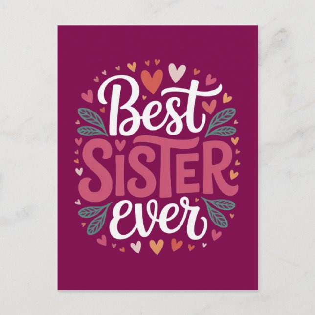 Best Sister Ever Postcard (Front)