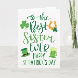 Best Sister Ever St Patrick's Day Typography Card