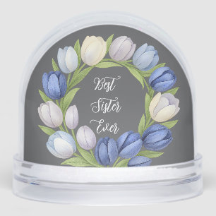 Best Sister Ever Tulip Wreath Thoughtful Gift Snow Globe