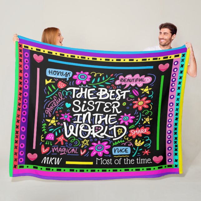 BEST SISTER Fleece Blanket Version 2 Humor (In Situ)