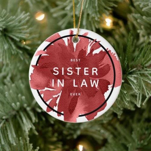 Best Sister In Law Ever Personalized Watercolor Ceramic Ornament