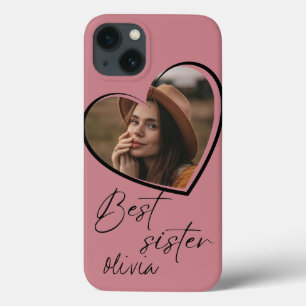 Best Sister Photo Elegant Modern Black iPhone 13 Case