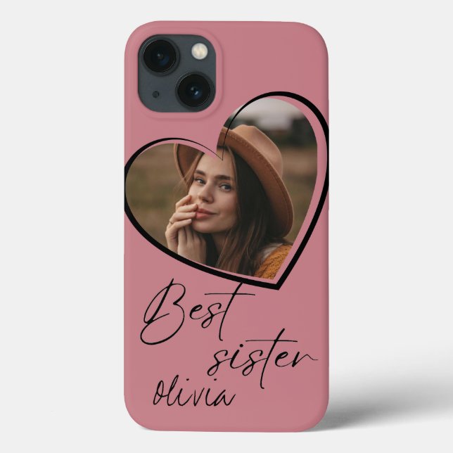 Best Sister Photo Elegant  Modern Black Case-Mate iPhone Case (Back)