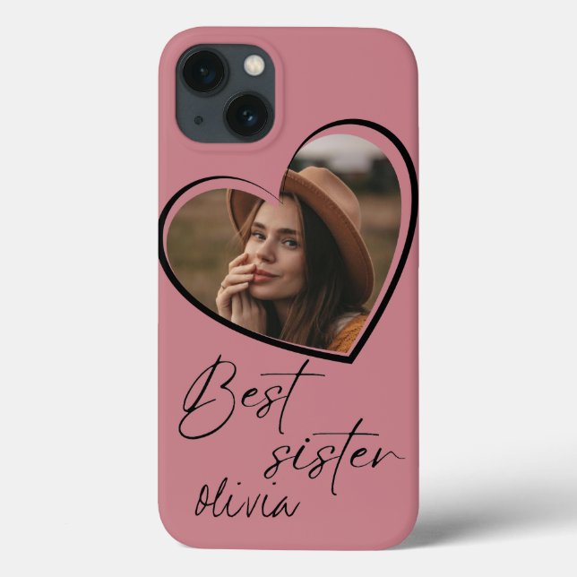  Best Sister Photo Elegant  Modern Black Case-Mate iPhone Case (Back)