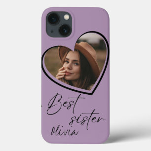 Best Sister Photo Elegant Modern Purple iPhone 13 Case