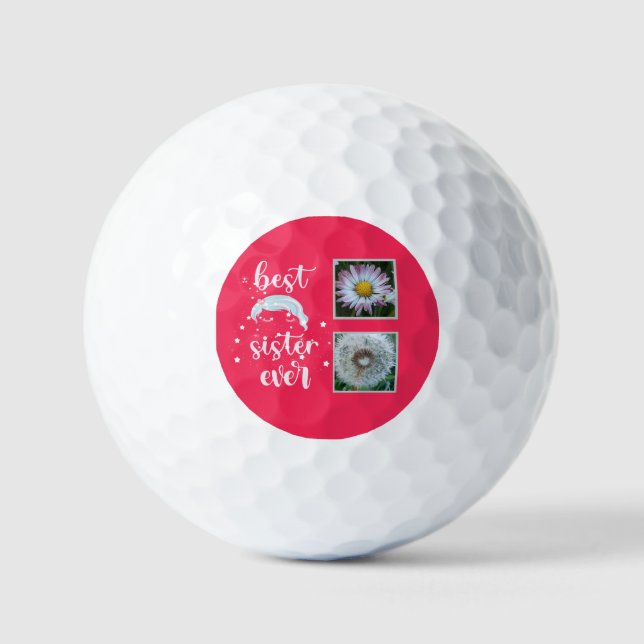 Best Sister Photo Template Golf Balls (Front)