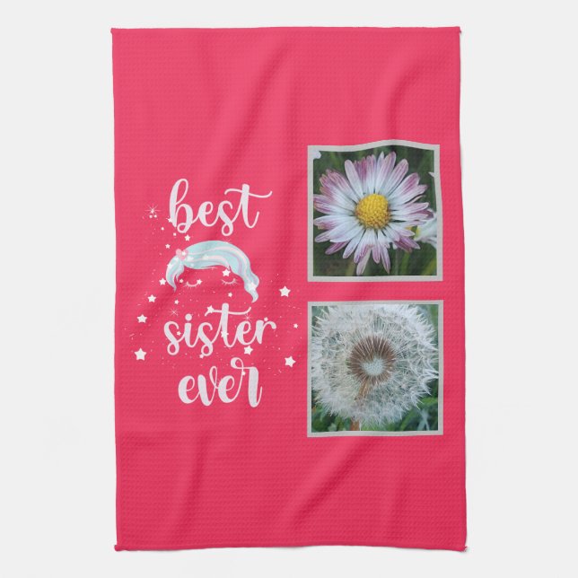 Best Sister Photo Template Kitchen Towel (Vertical)