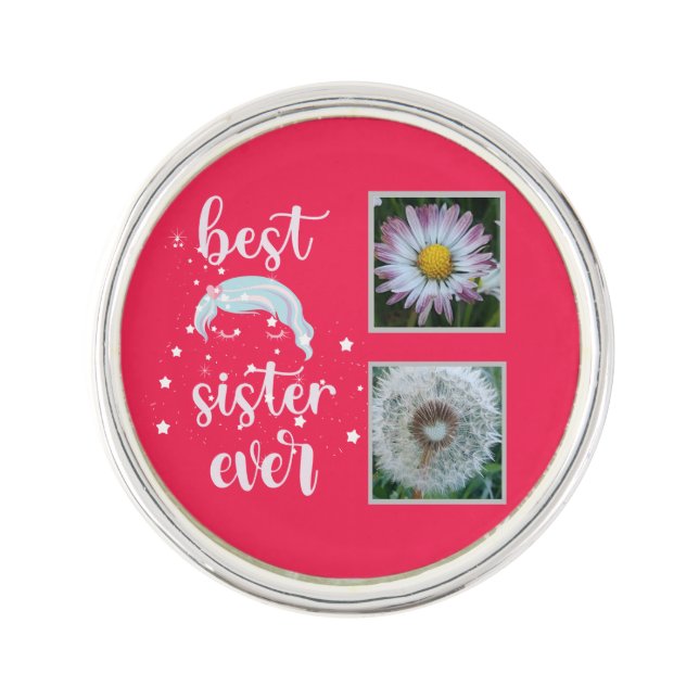 Best Sister Photo Template Lapel Pin (Front)