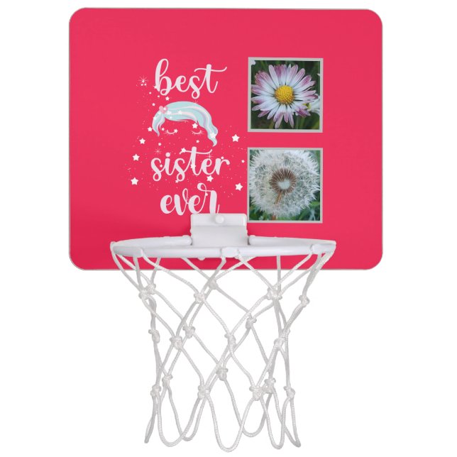 Best Sister Photo Template Mini Basketball Hoop (Front)