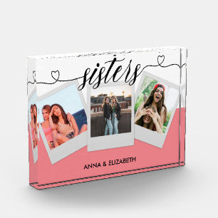 Best Sister Pink Custom Text Photo Collage Love Block