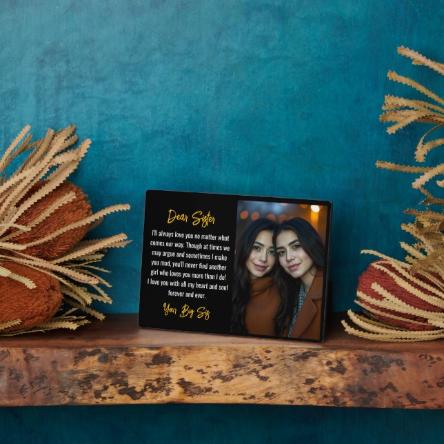 Best sister Script Gift For sister Photo Collage Plaque (Side)