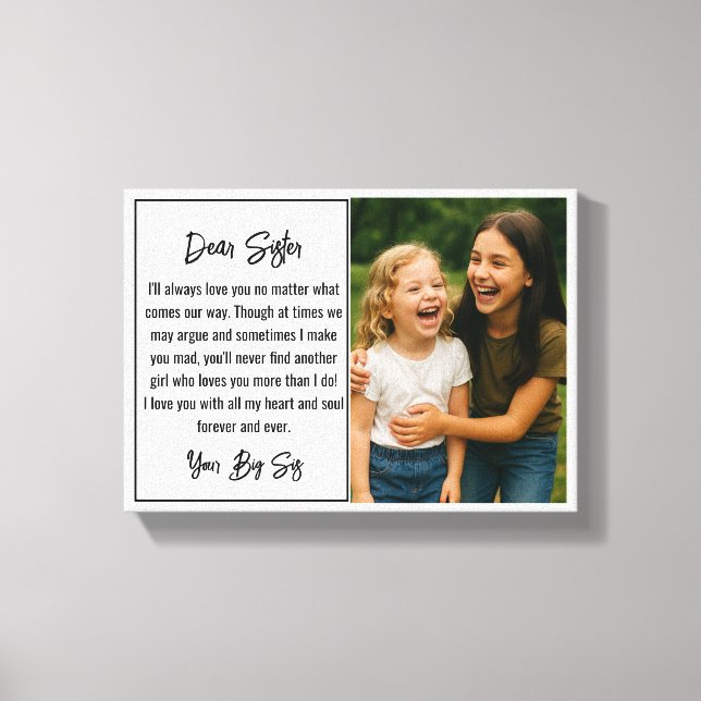 Best Sister Script Photo Collage Canvas Print (Front)