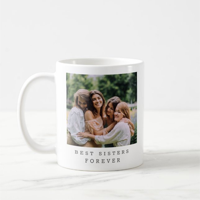 Best Sisters Forever Custom Photo Personalized  Coffee Mug (Left)