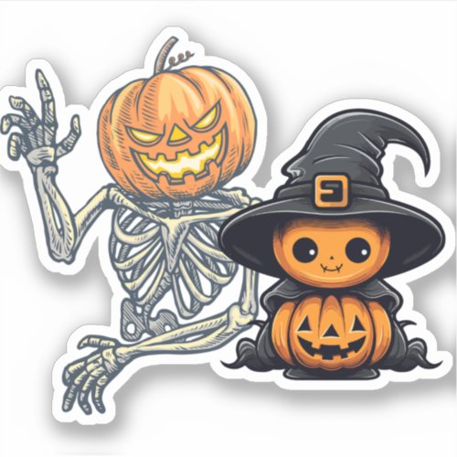 Best Skeleton pumpkin Sticker Halloween Decor Sticker