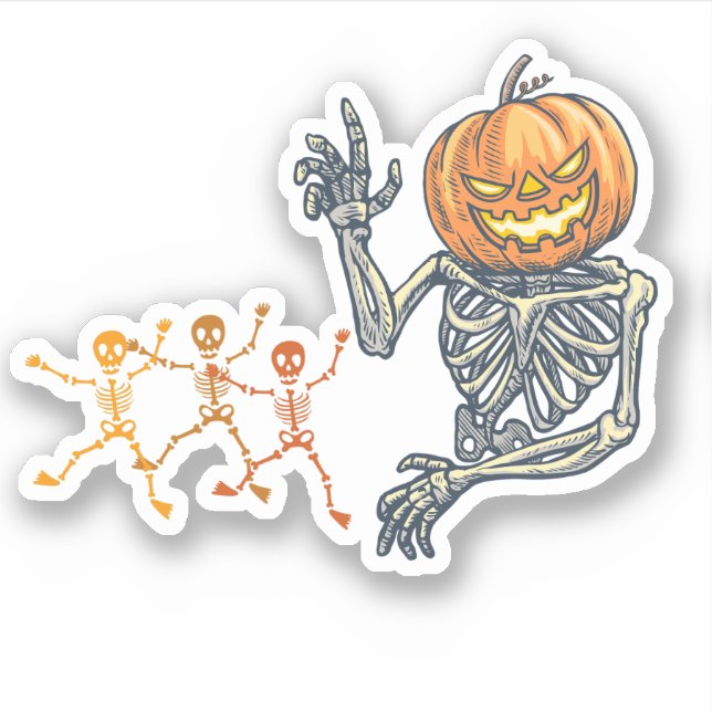 Best Skeleton pumpkin Sticker, Halloween Decor Sticker (Front)