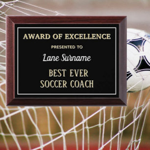 Best Soccer Coach Award Plaque