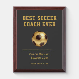 Best Soccer Coach Ever Elegant Black Gold Gift Award Plaque