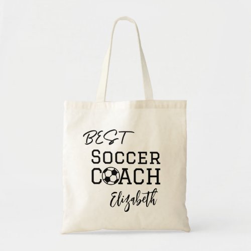 Best soccer coach Football Personalized Name  Tote Bag