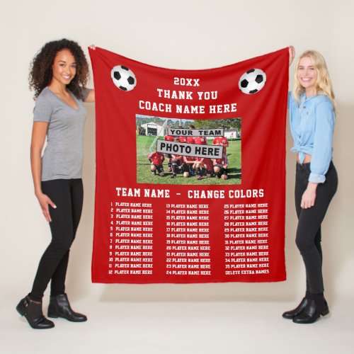 Best Soccer Coach Gifts Thank You Players Names Fleece Blanket