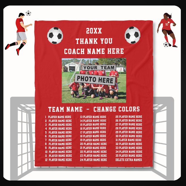 Best Soccer Coach Gifts Thank You, Player's Names Fleece Blanket (Creator Uploaded)