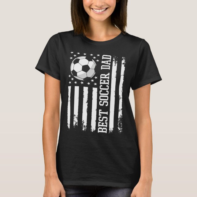 Best Soccer Dad Soccer Daddy US Flag T-Shirt (Front)
