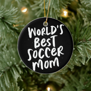 Best soccer mom black and white photo Christmas Ceramic Ornament