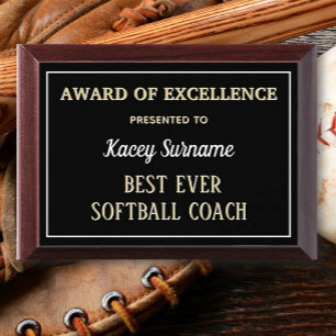 Best Softball Coach Award Plaque