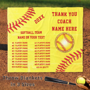 Best Softball Coach Gifts, Personalized, Softball Fleece Blanket