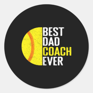 Best Softll Dad Coach Ever Funny Retro Softll Dad Classic Round Sticker