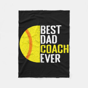 Best Softll Dad Coach Ever Funny Retro Softll Dad  Fleece Blanket