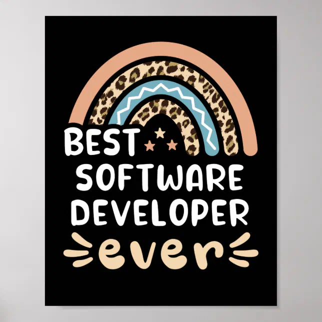 Best Software Developer ever Leopard Rainbow Gift Poster | Zazzle
