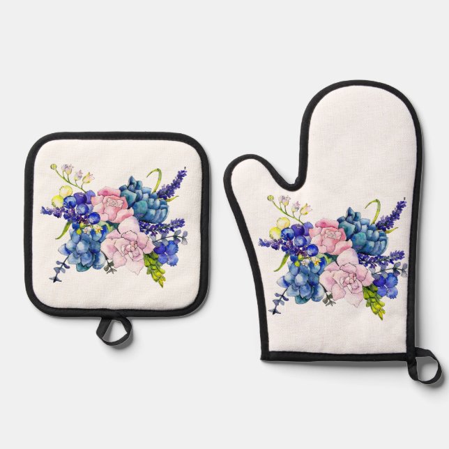 Best Solid Color Silver Quilted Heat Protection  Oven Mitt & Pot Holder Set (Front)