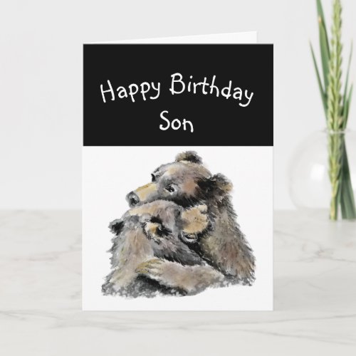 Best Son Ever Birthday Bear Hug Animal fun Card