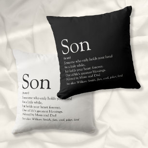 Best Son Ever Definition Black and White Fun Throw Pillow