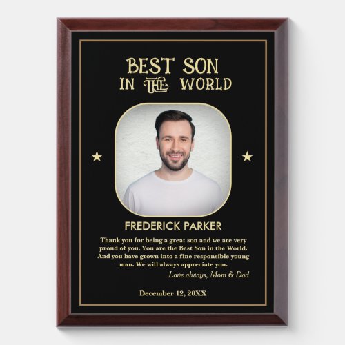 Best Son In The World Photo Custom Award Plaque