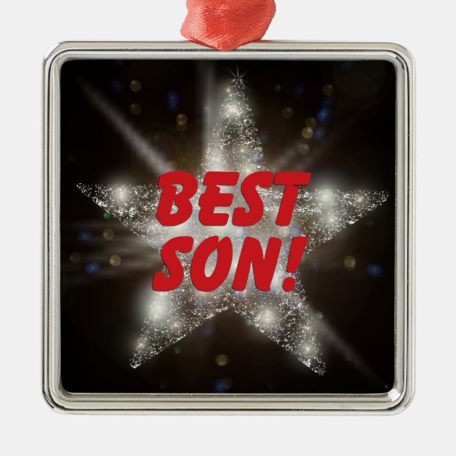 "BEST SON!" METAL ORNAMENT (Front)
