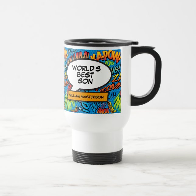 Best Son Modern Retro Comic Book Pop Art Travel Mug (Right)