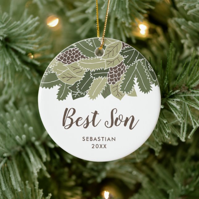 Best Son Personalized Rustic Gift For Son-in-law Ceramic Ornament (Tree)