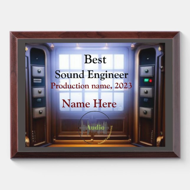 Best Sound Engineer Award Plaque (Horizontal)