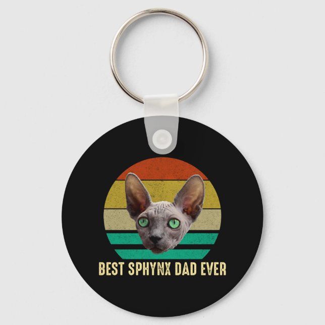 Best Sphynx Dad Ever Cute Funny Hairless Cat Lover Keychain (Front)