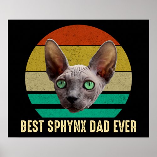 Best Sphynx Dad Ever Cute Funny Hairless Cat Lover Poster