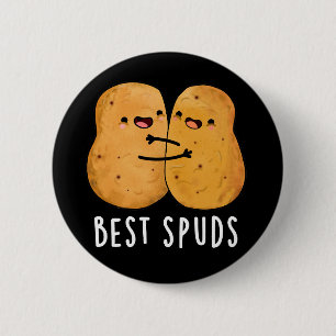 Best Spuds Funny Best Buddies Potato Pun Dark BG Button