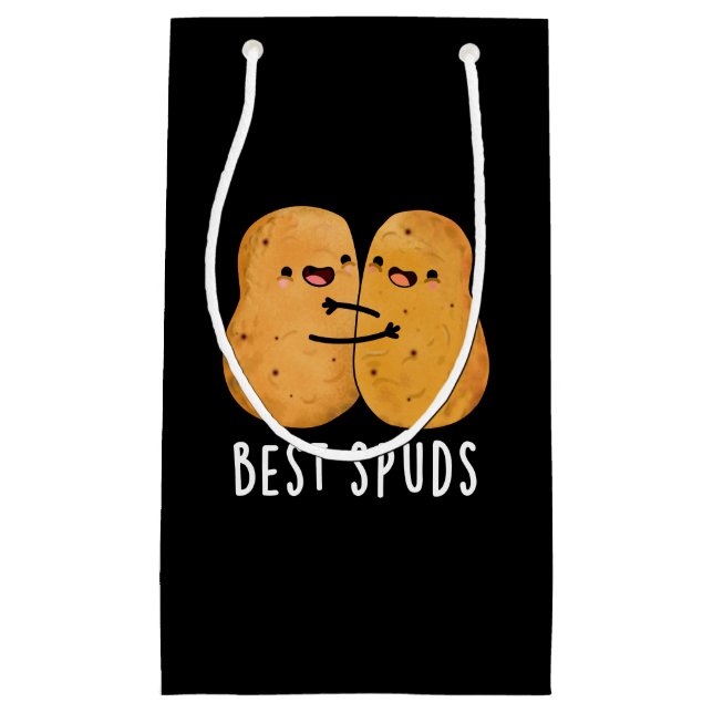 Best Spuds Funny Best Buddies Potato Pun Dark BG Small Gift Bag (Front)