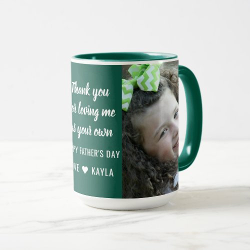 Best Step Dad 2 Photo Collage Fathers Day Green Mug