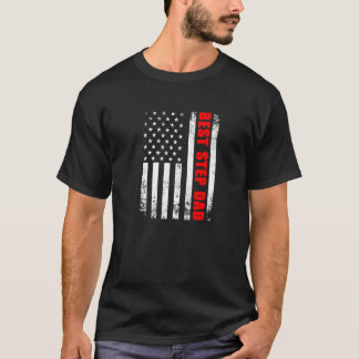 Best Step Dad American Flag Usa Bonusdad Ever Flag T-Shirt