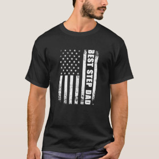 Best Step Dad American Flag Usa Bonusdad Ever Flag T-Shirt