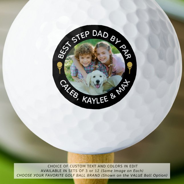BEST STEP DAD BY FAR Photo Golfer Your Color Golf Balls (Creator Uploaded)